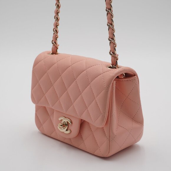 Pre-owned CHANEL Pink Matelassé Leather Mini Square Flap Crossbody Bag - Picture 2 of 5